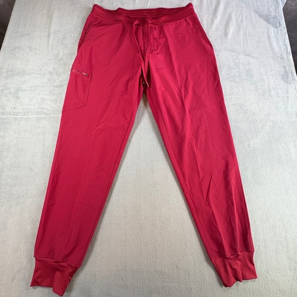 Cozyfit Red Scrub Jogger Pants Womens XL Cargo‎ Pocket Drawstring New